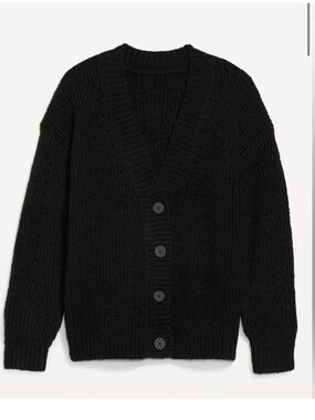 Old Navy Cozy Shaker Stitch Button Front Cardigan Sweater Black Jack 4X NWT
